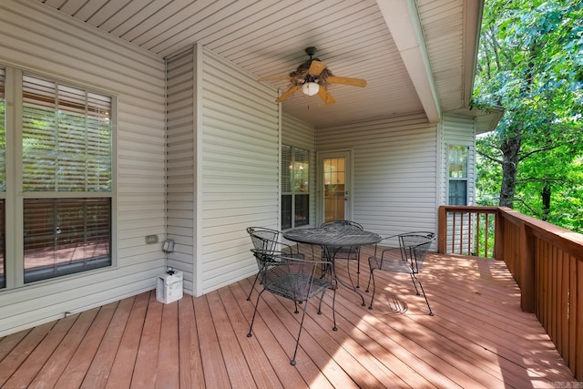 2219 Westport Loop, Little Rock, AR 72212 - wooden terrace featuring outdoor dining area and a ceiling fan