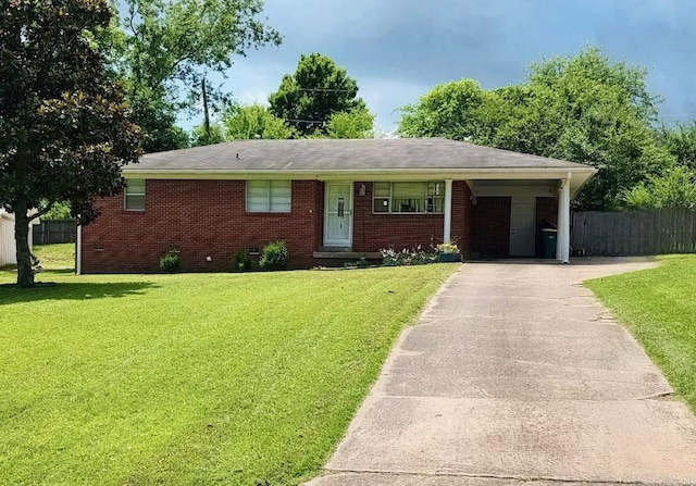 6312 Sandy Ln, Little Rock, AR 72204 - ranch-style home with asphalt driveway, brick siding, and an attached carport