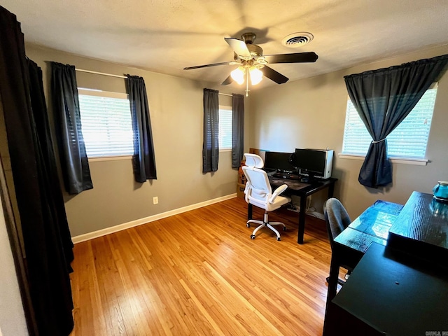 6312 Sandy Ln, Little Rock, AR 72204 - office area featuring light wood-style floors and ceiling fan