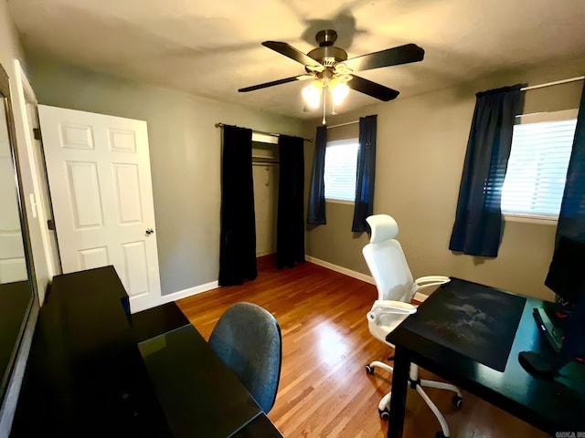 6312 Sandy Ln, Little Rock, AR 72204 - office featuring ceiling fan and wood finished floors