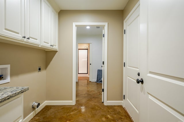 2702 Gage Dr, Benton, AR 72019 - laundry room featuring cabinet space, electric dryer hookup, and washer hookup