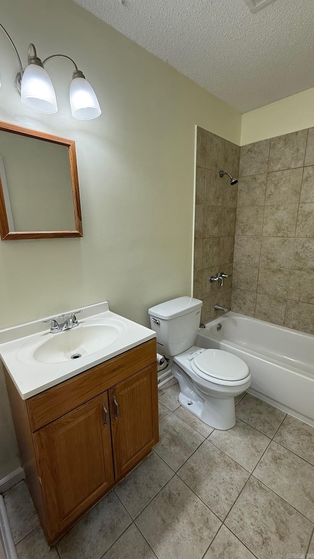 3003 Vancouver Dr, Little Rock, AR 72204 - full bathroom with vanity, a textured ceiling,  shower combination, and tile patterned floors