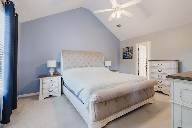 15 Rocky Crest Ct, Little Rock, AR 72211 - bedroom featuring light carpet, vaulted ceiling, and a ceiling fan