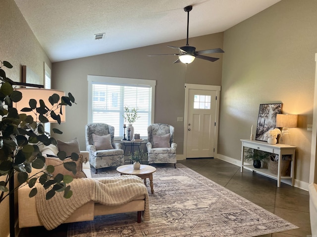 101 Cottage Loop, Heber Springs, AR 72543 - living room featuring vaulted ceiling, plenty of natural light, and a ceiling fan