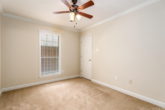 1940 Payne Ln, Conway, AR 72034 - empty room with light carpet, crown molding, ceiling fan, and a textured ceiling