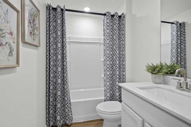 6804 Cypress Trl, North Little Rock, AR 72113 - full bathroom featuring vanity, shower / bath combination with curtain, and wood finished floors