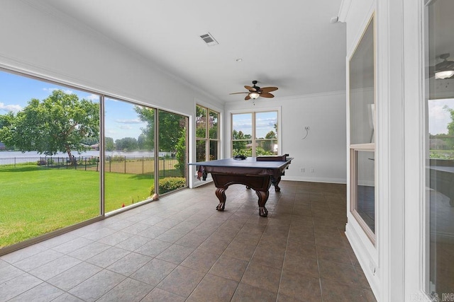 6733 Austin Bay Ct, Sherwood, AR 72120 - sunroom with a water view and billiards