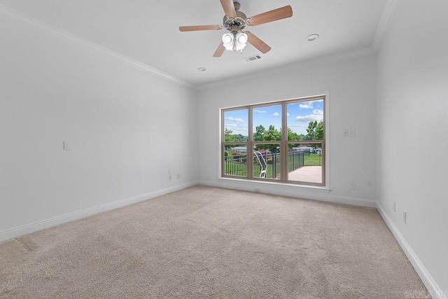 6733 Austin Bay Ct, Sherwood, AR 72120 - empty room with crown molding, light colored carpet, and a ceiling fan