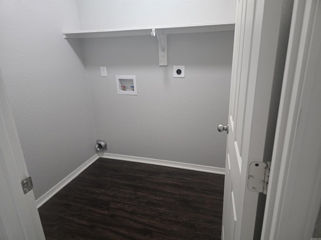 laundry room with dark wood-style flooring, hookup for a washing machine, and hookup for an electric dryer