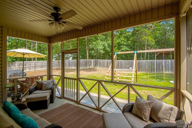 274 Reuben Dr, Alexander, AR 72202 - sunroom featuring ceiling fan and healthy amount of natural light