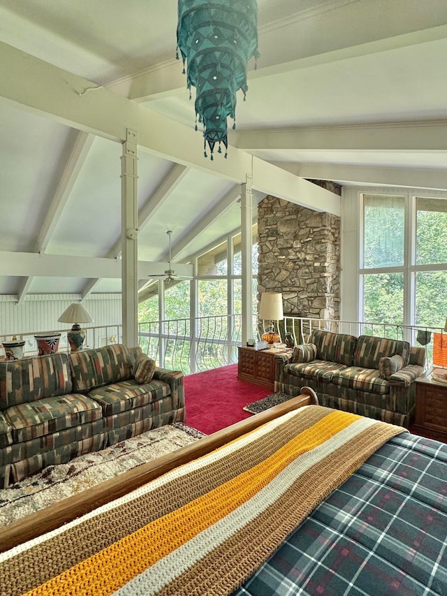 living area with a ceiling fan