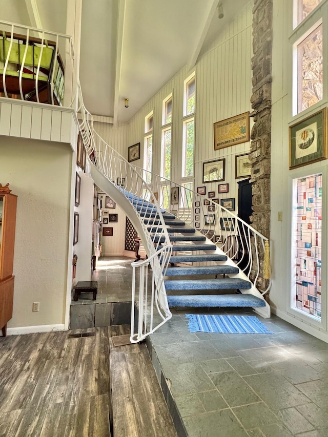 stairway with baseboards