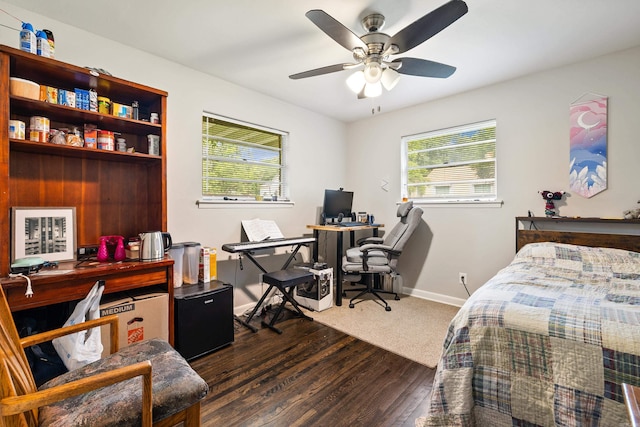 100 E Scenic Dr, North Little Rock, AR 72118 - bedroom with an office area, dark wood finished floors, and ceiling fan