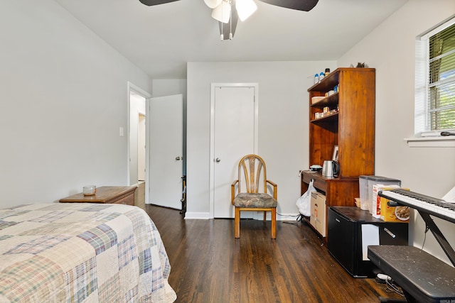 100 E Scenic Dr, North Little Rock, AR 72118 - bedroom with dark wood-style flooring and ceiling fan