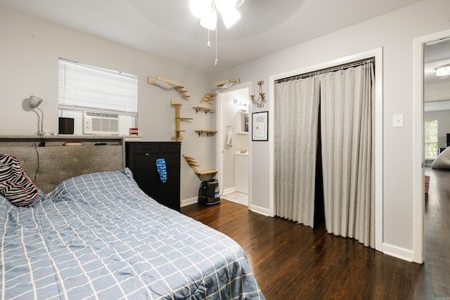 100 E Scenic Dr, North Little Rock, AR 72118 - bedroom with wood finished floors, cooling unit, and a ceiling fan