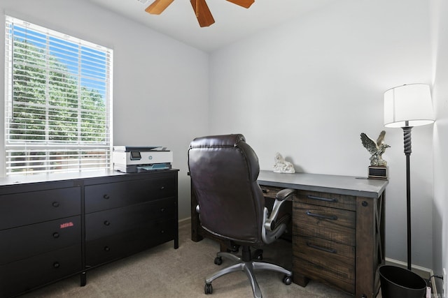 7328 W Ridge Cir, Sherwood, AR 72120 - home office featuring a ceiling fan and light carpet