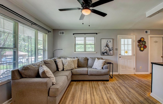 111 Greenland Cv, Little Rock, AR 72204 - living room featuring light wood-style flooring and a ceiling fan