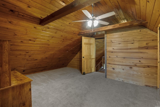 1105 Long Branch Rd, Heber Springs, AR 72543 - bonus room with wood walls, wood ceiling, carpet floors, and ceiling fan