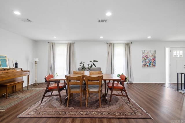 26 Buttermilk Rd, Little Rock, AR 72227 - dining space featuring dark wood-style floors and recessed lighting