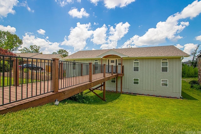 26 Buttermilk Rd, Little Rock, AR 72227 - rear view of property featuring a yard and a wooden deck
