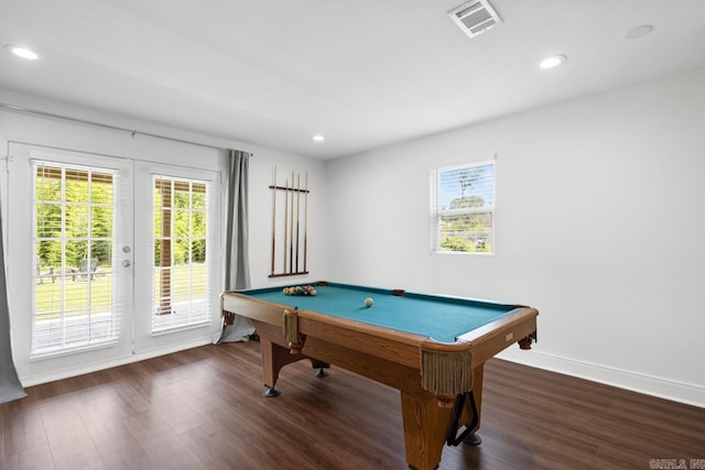 26 Buttermilk Rd, Little Rock, AR 72227 - recreation room featuring healthy amount of natural light, wood finished floors, billiards, and recessed lighting