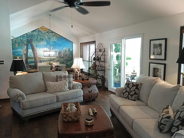 4 Jullian Cir, Dumas, AR 71639 - living area with vaulted ceiling, wood finished floors, and ceiling fan