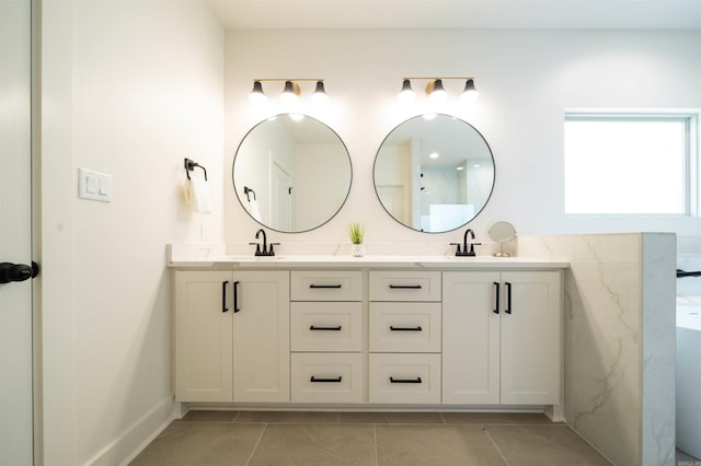 15112 Matterhorn Loop, Maumelle, AR 72113 - full bathroom featuring tile patterned floors, double vanity, and a bathtub