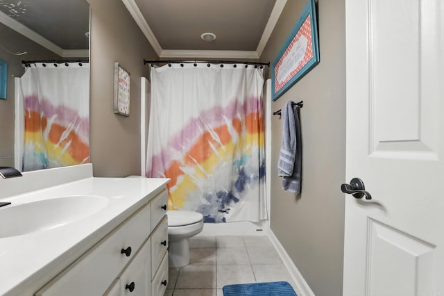 28 Chemin Ct, Little Rock, AR 72223 - full bath featuring vanity, ornamental molding, tile patterned floors, and curtained shower
