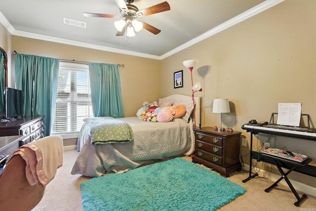 28 Chemin Ct, Little Rock, AR 72223 - carpeted bedroom featuring crown molding and ceiling fan
