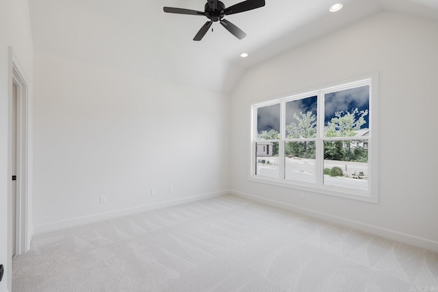 127 Edgewood Cir, Little Rock, AR 72223 - unfurnished room featuring lofted ceiling, light carpet, recessed lighting, and ceiling fan