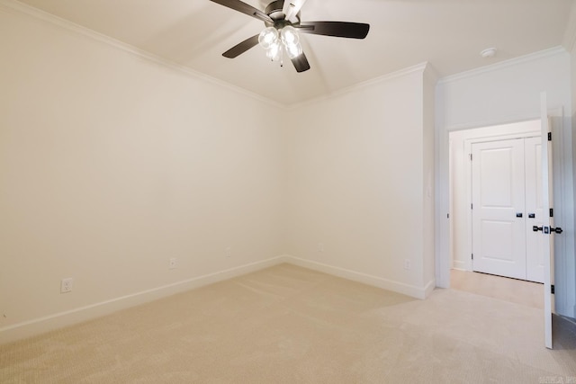 127 Edgewood Cir, Little Rock, AR 72223 - empty room with light colored carpet, crown molding, ceiling fan, and a smoke detector