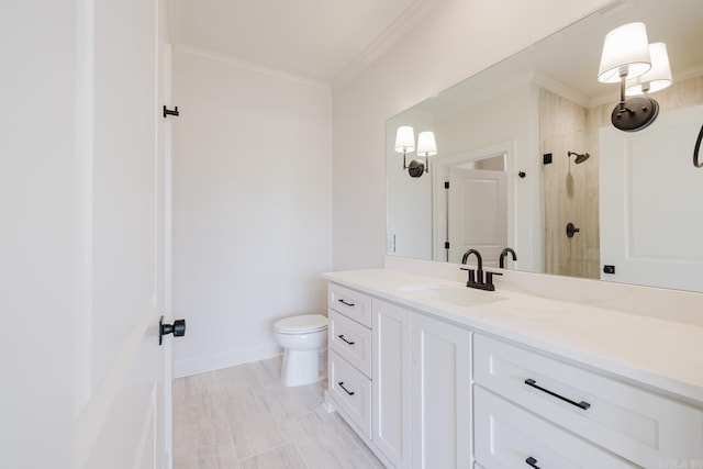 127 Edgewood Cir, Little Rock, AR 72223 - bathroom with vanity, tiled shower, and crown molding