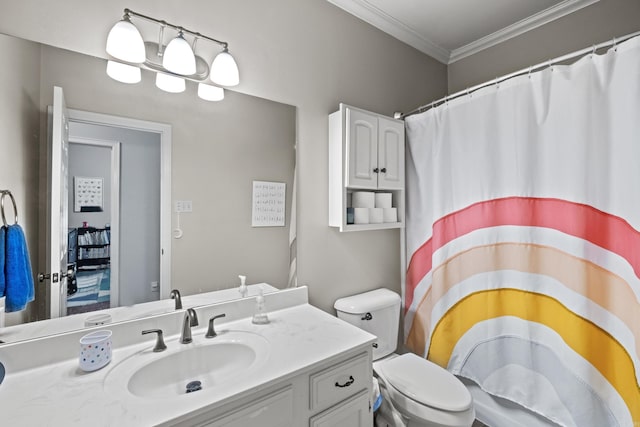 69 Saint Thomas Cir, Little Rock, AR 72211 - full bathroom featuring vanity, crown molding, and a shower with curtain