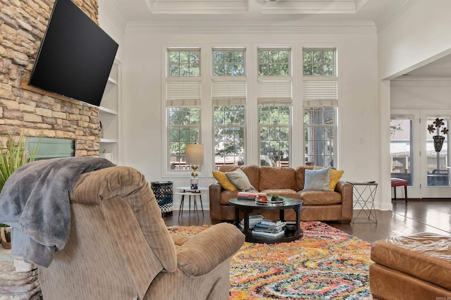 5201 Providence Cir, Jonesboro, AR 72404 - living area featuring healthy amount of natural light, crown molding, and wood finished floors