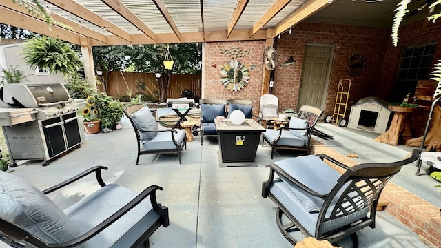 1695 Gardenia, Conway, AR 72034 - view of patio featuring an outdoor living space, area for grilling, and a pergola