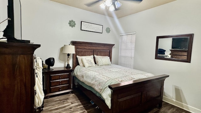1695 Gardenia, Conway, AR 72034 - bedroom with dark wood-type flooring and ceiling fan