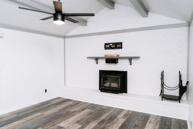 1700 Chitwood St, Benton, AR 72019 - unfurnished living room featuring a brick fireplace, wood finished floors, and ceiling fan