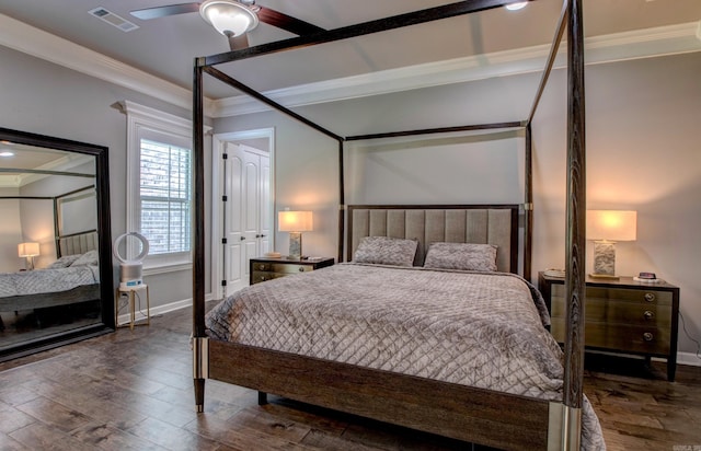 7517 Garden Way, Sherwood, AR 72120 - bedroom featuring crown molding, wood finished floors, and ceiling fan