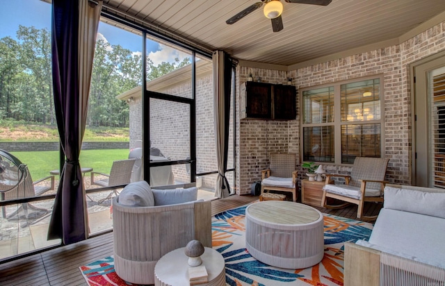7517 Garden Way, Sherwood, AR 72120 - sunroom with an outdoor hangout area and ceiling fan