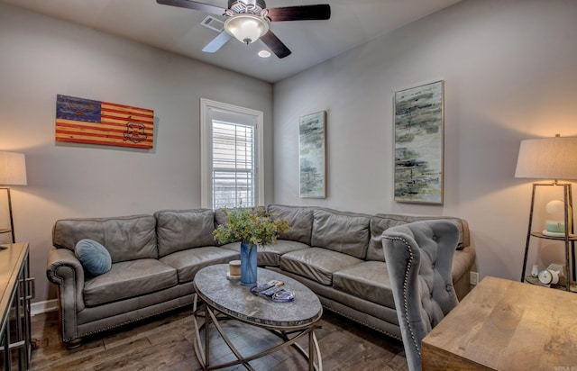7517 Garden Way, Sherwood, AR 72120 - living room with ceiling fan, wood finished floors, and recessed lighting
