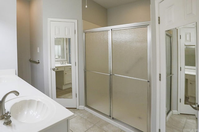 1224 N Pt, North Little Rock, AR 72118 - full bath featuring double vanity, tile patterned flooring, and a stall shower