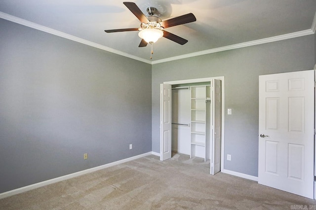 1224 N Pt, North Little Rock, AR 72118 - unfurnished bedroom featuring ornamental molding, carpet, a closet, and a ceiling fan