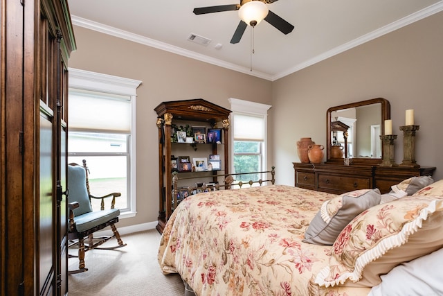 8 Flint Creek Ct, Little Rock, AR 72223 - carpeted bedroom with ornamental molding and a ceiling fan
