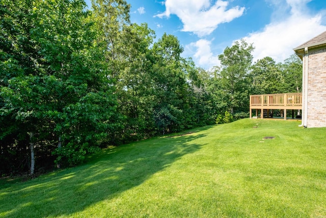 8 Flint Creek Ct, Little Rock, AR 72223 - view of grassy yard with a deck