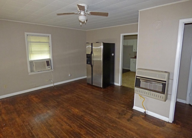 110 E First St, Hardy, AR 72542 - empty room with heating unit, ceiling fan, ornamental molding, and wood finished floors