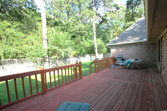 4707 Glen Valley Dr, Little Rock, AR 72223 - deck featuring a fenced backyard and a grill
