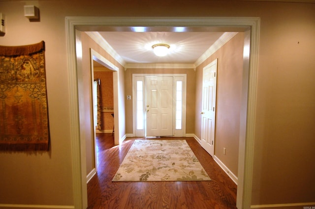 4707 Glen Valley Dr, Little Rock, AR 72223 - entrance foyer featuring ornamental molding and dark wood-style floors