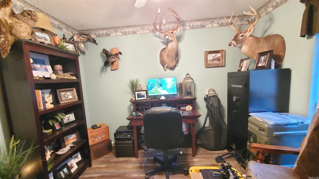 81 Pheasant Run Dr, Cabot, AR 72023 - office space with a textured ceiling and wood finished floors