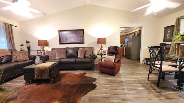 81 Pheasant Run Dr, Cabot, AR 72023 - living area with ceiling fan, vaulted ceiling, and wood finished floors