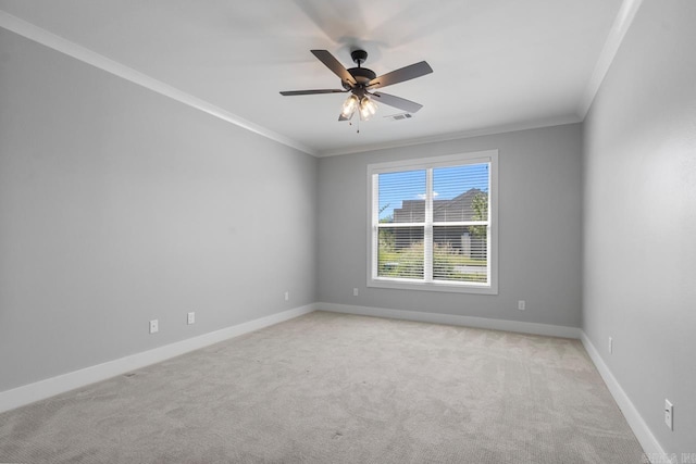 49 Saffron Cir, Little Rock, AR 72223 - spare room featuring light carpet, crown molding, and a ceiling fan
